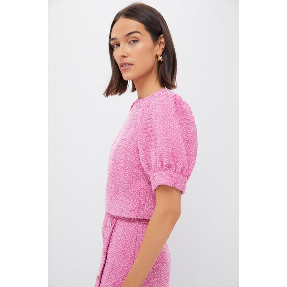 HYACINTH HOUSE Pink Tweed Annabelle Top Size L NWT Retail $128 Tuckernuck - Picture 7 of 8